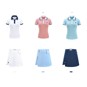New <strong>Women's</strong> Golf Set, Fitted <strong>White</strong>, Blue, and Orange Short-sleeved <strong>Polo</strong> <strong>Shirt</strong>, Sporty and Stylish Shorts and Skirt. - Product Image 6