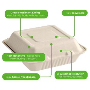 Biodegradable Disposable Cornstarch Lunch Box Clamshell Food <b>Container</b> Microwave Freeze Safe Camping <b>Takeaway</b> Takeout Packaging - Product Image 2
