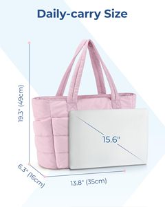 กระเป๋าโท้ทไนลอนแบบพกพาสำหรับผู้หญิง ทรงควิลท์บุผ้าฝ้าย เหมาะสำหรับเดินทาง ทำงาน ออกกำลังกาย ขนาดใหญ่ และแบบกระเป๋าถือ - Product Image 5