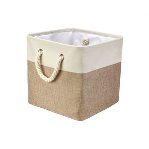 Nouvelle boîte de rangement pliable en lin avec poignée en corde de coton, panier de rangement pliable pour jouets, panier organisateur, panier à linge - Product Image 3