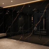 Panneau mural en marbre UV WYRAX 1220x2440mm 3.0mm Marbre noir doré Luxe Haute brillance Imperméable Protection contre les éclaboussures de cuisine