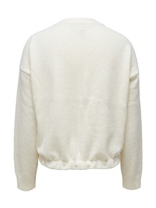 Pull court gris en maille pour femme, à manches longues et col rond, avec lettres brodées sur le devant, style décontracté, mélange de viscose - Product Image 3