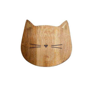 Tabla de cortar de madera con forma de gato, con acabado natural suave, diseño resistente, ideal para cortar frutas y verduras - Product Image 1