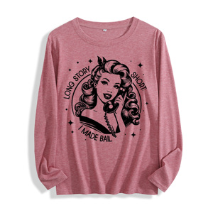 T - Shirt a maniche lunghe in cotone 100% "per farla breve ho fatto Bail grafica retrò", multicolore - Product Image 4