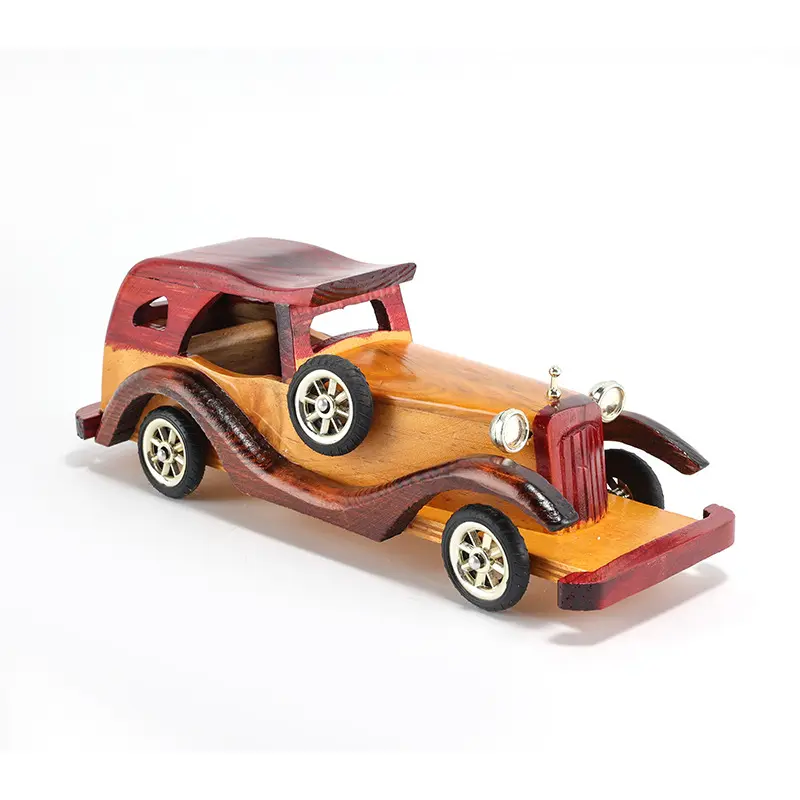 Houten Auto Auto 'S Sculptuur Handgemaakte Handgemaakte Vintage Retro Klassieke Decoratieve Auto Speelgoed Model Collectie Decor