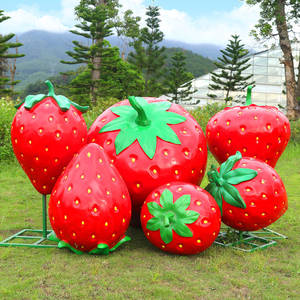 ग्लास फाइबर प्रबलित प्लास्टिक पर्यावरण के अनुकूल हस्तनिर्मित सिमुलेशन स्ट्रॉबेरी मूर्तिकला आउटडोर ऑर्चर्ड फार्म स्ट्रॉबेरी - Product Image 3