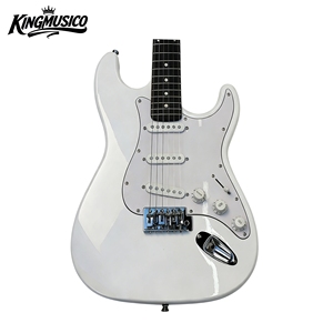 Guitare électrique blanche avec palissandre et ébène, 6 cordes, en tilleul, finition mate, dos/côtés en érable - Product Image 1