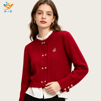 AJB Cardigan tricoté pour femme, effet superposé, faux deux-pièces, col rond, manches longues, boutonné, respirant, coupe ajustée, décontracté, automne, OEM