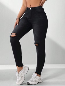 Nouveau Jean Femme 2026 – Pantalon Noir Élastique Simple Effet Patte de Chat Polyvalent Coupe Slim Droite - Product Image 2