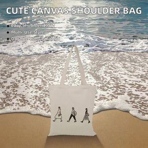 Bolsa de Lona Japonesa de Bajo Precio, Versátil, para Llevar al Hombro o Cruzada, con Bonito Estampado, Bolso Escolar, Color Blanco Puro, para Compras - Product Image 2