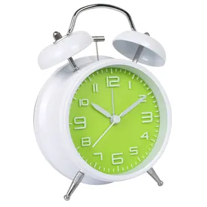 Modern Design Double Bells Ring Alarm Clock Metal Desk & Table Clocks