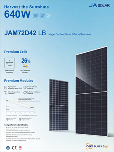 แผงโซลาร์เซลล์ JA Solar Supplier 144 เซลล์ แบบ N-type Bifacial กำลังไฟ 620 วัตต์ 625 วัตต์ 630 วัตต์ 635 วัตต์ 640 วัตต์ รุ่น JAM72D42 LB - Product Image 6
