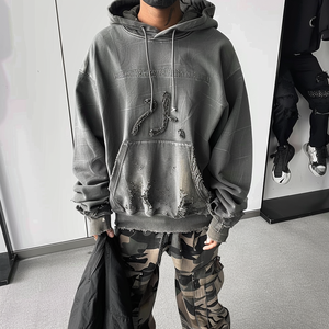 Streetlux เสื้อกันหนาวมีฮู้ดสองชั้นแบบสวมหัวสำหรับผู้ชายฟอกสีแนววินเทจแบบดั้งเดิม - Product Image 2