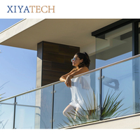 XIYATECH Appartement Balcon système de pont en double verre trempé Base en forme de U creux pince en aluminium garde-corps en verre fixe
