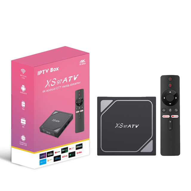 XS97 ATV Quad Core 4K for 2GB RAM 16GB EMMC ROM Allwinner H313 Android 10.0 OS TV Box with Voice Remote Controller