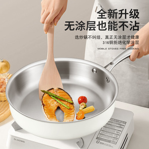 Stainless Steel Frying <b>Pan</b> 316 Nonstick Round <b>Induction</b> Compatible Pancake Steak <b>Pan</b> - Product Image 3