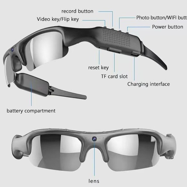 256g Multi-Function Smart Sports Glasses OLED Display Bar-Designed for Wireless Audio WiFi Camera Photo Function Plastic