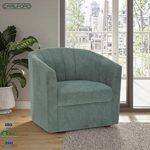 Ghế thư giãn xoay bằng vải màu xanh hiện đại CARLFORD dành cho phòng ngủ, phòng khách, ghế trang trí cho khách sạn, nội thất nghỉ dưỡng - Product Image 1