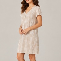 Robes d'été personnalisées brodées pour femmes, col en V, manches courtes, décontractées, amples, pour la plage, vêtements de nuit pour femmes, nuisette grande taille