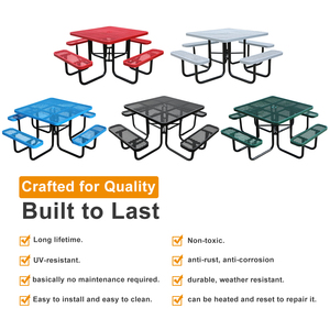 <span class=keywords><strong>Tavolo</strong></span> <span class=keywords><strong>da</strong></span> Picnic Commerciale <span class=keywords><strong>Quadrato</strong></span> in Metallo Espanso per Esterni con Panca, <span class=keywords><strong>Tavolo</strong></span> <span class=keywords><strong>da</strong></span> Pranzo in Acciaio per Patio, Giardino e Campeggio - Product Image 6