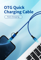 Câble de données 3 en 1 fabriqué à Shenzhen, 3A 60W OTG, charge rapide universelle, câble de charge en nylon tressé pour iPhone