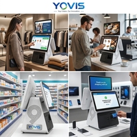 Terminal de point de vente tactile à double écran de 15,6 pouces, kiosque de commande automatique, paiement par QR/code, écran tactile Windows, caisse enregistreuse, affichage client