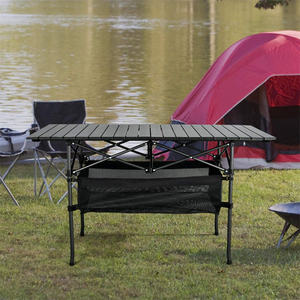 <span class=keywords><strong>Table</strong></span> de <span class=keywords><strong>camping</strong></span> pliable portable, mobilier d'extérieur, <span class=keywords><strong>table</strong></span> de pique-nique ultralégère enroulable avec poche en filet, en bois - Product Image 2