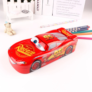 TOPSTHINK Cool cars metal pencil case 2 layer toy pencil box for student kids boys