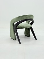 Chaise d'appoint moderne en velours vert sculptural avec accoudoir intégré unique, chaise de salle à manger rembourrée pour la maison et le salon