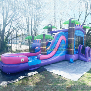 Castillo inflable tropical comercial de doble carril para niños, con tobogán, para fiestas de verano al aire libre. - Product Image 5