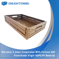 Caisse en plastique pliable ventilée, aspect bois, bac de rangement pliable empilable pour fruits frais
