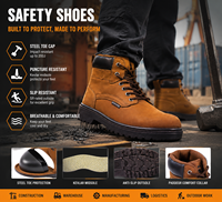Bottes de travail AOXIANG personnalisées haute protection, unisexe, résistantes à la chaleur, en cuir, avec embout en acier et semelle intermédiaire antichoc, pour l'hiver et le printemps