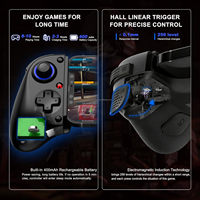 Control de Juego Móvil Telescópico JSGAMING BSP-D11 con Luz RGB, Gamepad Extensible para Teléfono, Compatible con Android, iOS, P3, P4 y Switch