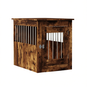 Cuccia per Cani di Taglia Media in Legno Ingegnerizzato Rovere Affumicato, Cuccia Classica Rettangolare Durevole per Interni, Arredamento per Cani - Product Image 1