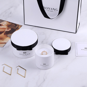Boyang New Design Paper Round Jewelry Packaging Round <b>Gift</b> Ring <b>Box</b> with Paper Bag - Product Image 3