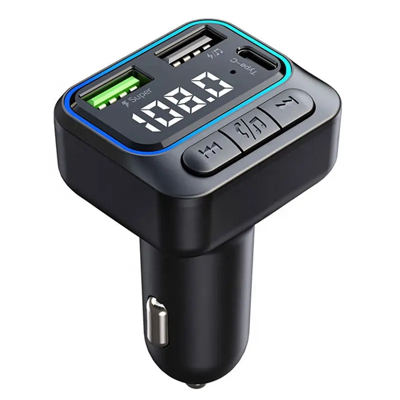 Bluetooth 5.3 Car FM Transmitter Dual USB Car Charger 22.5W Fast Charging Wireless Handsfree Call Audio Receiver MP3 Player