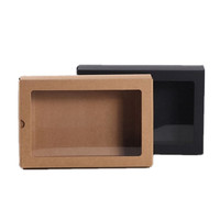 Boîte d'emballage jetable en papier Kraft, emballage à emporter pour salade, fruits et plats alimentaires, boîte à Lunch avec fenêtre en Pet, vente en gros, 50 pièces