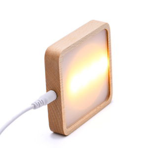 Lampe de table carrée en bois, lampe de table LED créative, lampes LED <span class=keywords><strong>3D</strong></span> en bois, lampes de nuit carrées LED, éclairage domestique, décoration de chambre - Product Image 2