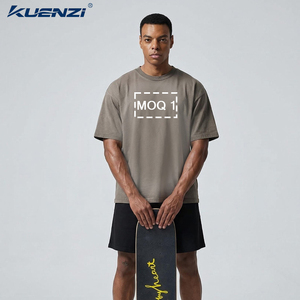 Camiseta Kuenzi para hombre, corte holgado, 275GSM, algodón <span class=keywords><strong>de</strong></span> alto gramaje, lavado inverso, efecto vintage, lavado ácido, desgastada, oversize, hombros caídos, estilo urbano, OEM - Product Image 2