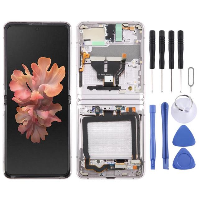 LCD Screen Digitizer Full Assembly with Frame for for Samsung Galaxy Z Flip SM-F707 5G  Replacement LCD Display