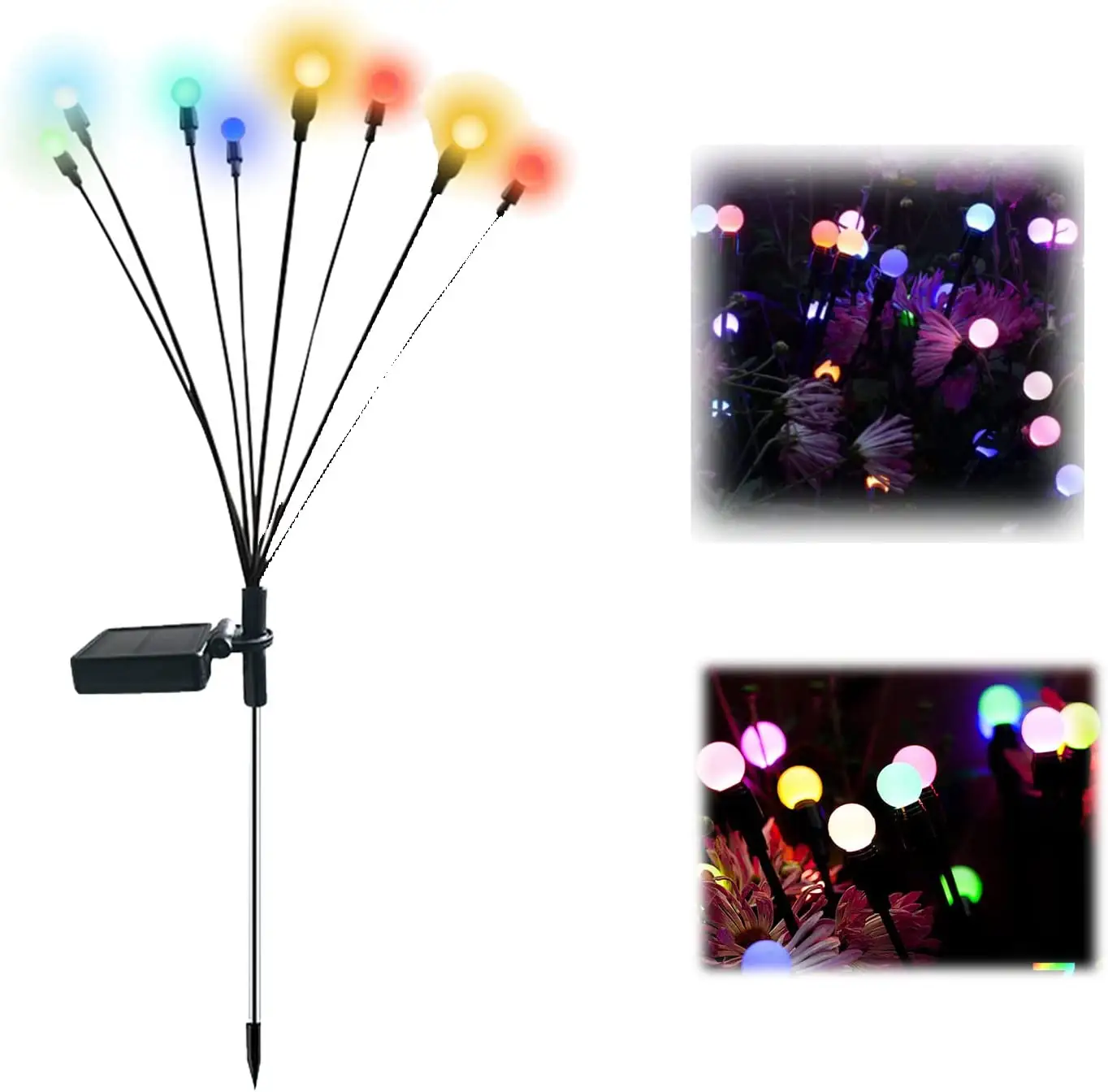 Outdoor Waterproof Solar Powered Garden Lights Twinkling Mode for Patio Flowerbed Yard Solar Firefly Lights on a Stick