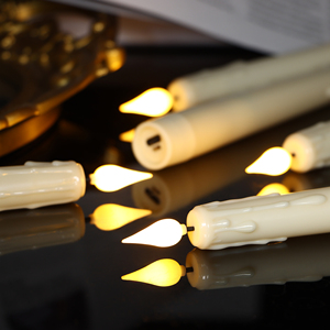 Bougie LED rechargeable de 8 pouces, sans flamme, effet de flamme vacillante, fonctionne sur piles, bougies coniques avec télécommande, décoration de mariage, centre de table - Product Image 2