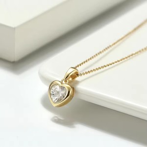 Phụ Nữ Của 14K Vàng Mạ S925 Sterling Bạc Vòng Cổ 4A Zirconia Tình Yêu Trái Tim Xương đòn Mặt Dây Chuyền Hợp Thời Trang Kim Cương Zircon - Product Image 1