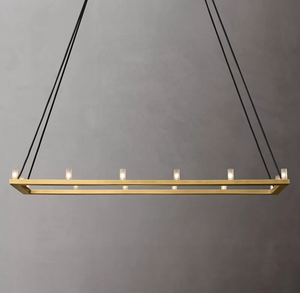 Lustre rectangulaire <span class=keywords><strong>Rennes</strong></span>, style industriel rétro, luminaire de plafond, éclairage pour hôtel, salon, décoration. Luminaire suspendu 48 pouces CZ2878/14 - Product Image 4