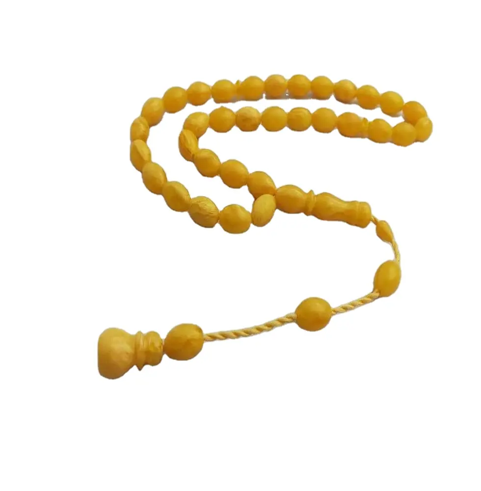 Collier non cubique, 33 perles, fait à la main, couleur jaune, ambre, pompon, offre spéciale