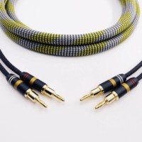 Câble de haut-parleur HiFi banane, conducteur en cuivre plaqué or, gaine en PVC, connecteurs mâles à fourche pour systèmes audio, amplificateur de cinéma maison
