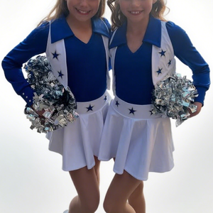 Ngôi Sao Đội Cổ Vũ Đồng Phục Halloween Cosplay Trang Phục Dài Tay Áo Vest Hot Khiêu Vũ Trang Phục Hoàng Gia Màu Xanh Bóng Đá Bé Trang Phục - Product Image 5