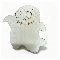 Ensemble de découpes en bois fantôme non finies avec neuf motifs faciaux distincts, ornements vierges DIY pour Halloween, pour achat en gros de matériel de loisirs créatifs