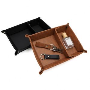 Plateau de rangement multifonction moderne en cuir PU, plateau de service, organiseur pour montres, téléphones, clés, lunettes de soleil et petits accessoires - Product Image 1