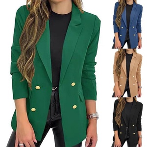 Ohsisa 2025 nuova giacca Casual a maniche lunghe da donna <span class=keywords><strong>in</strong></span> tinta unita lavorata a maglia per l'autunno con colletto ribaltato - Product Image 2